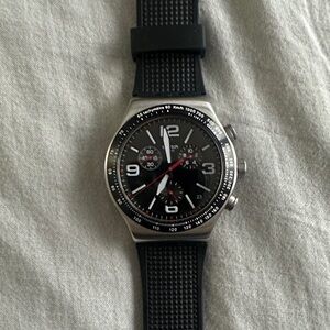 Swatch Black and Silver Chronograph Watch